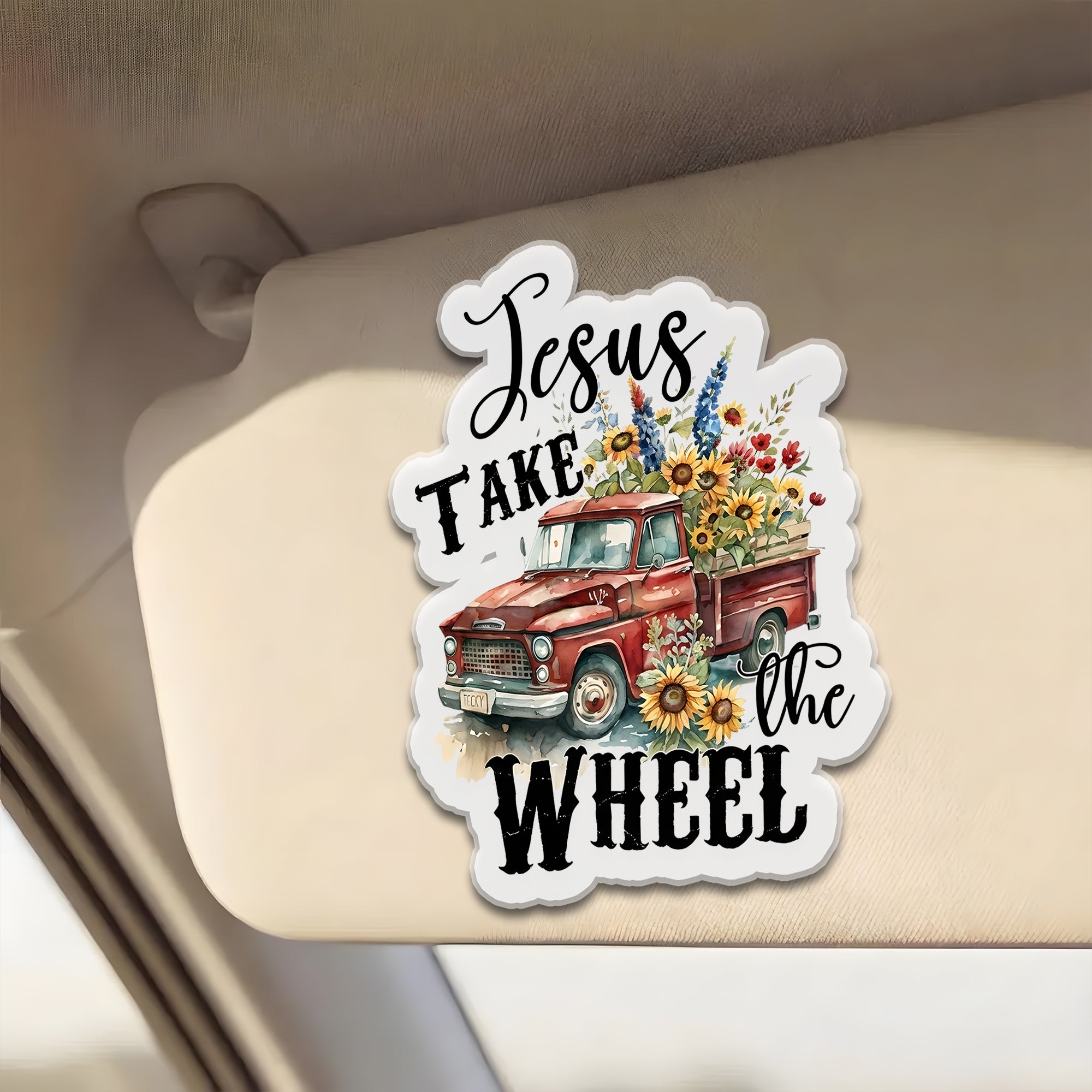 Custom Jesus Take The Wheel Car Visor Clip Gift Idea GradoCreations