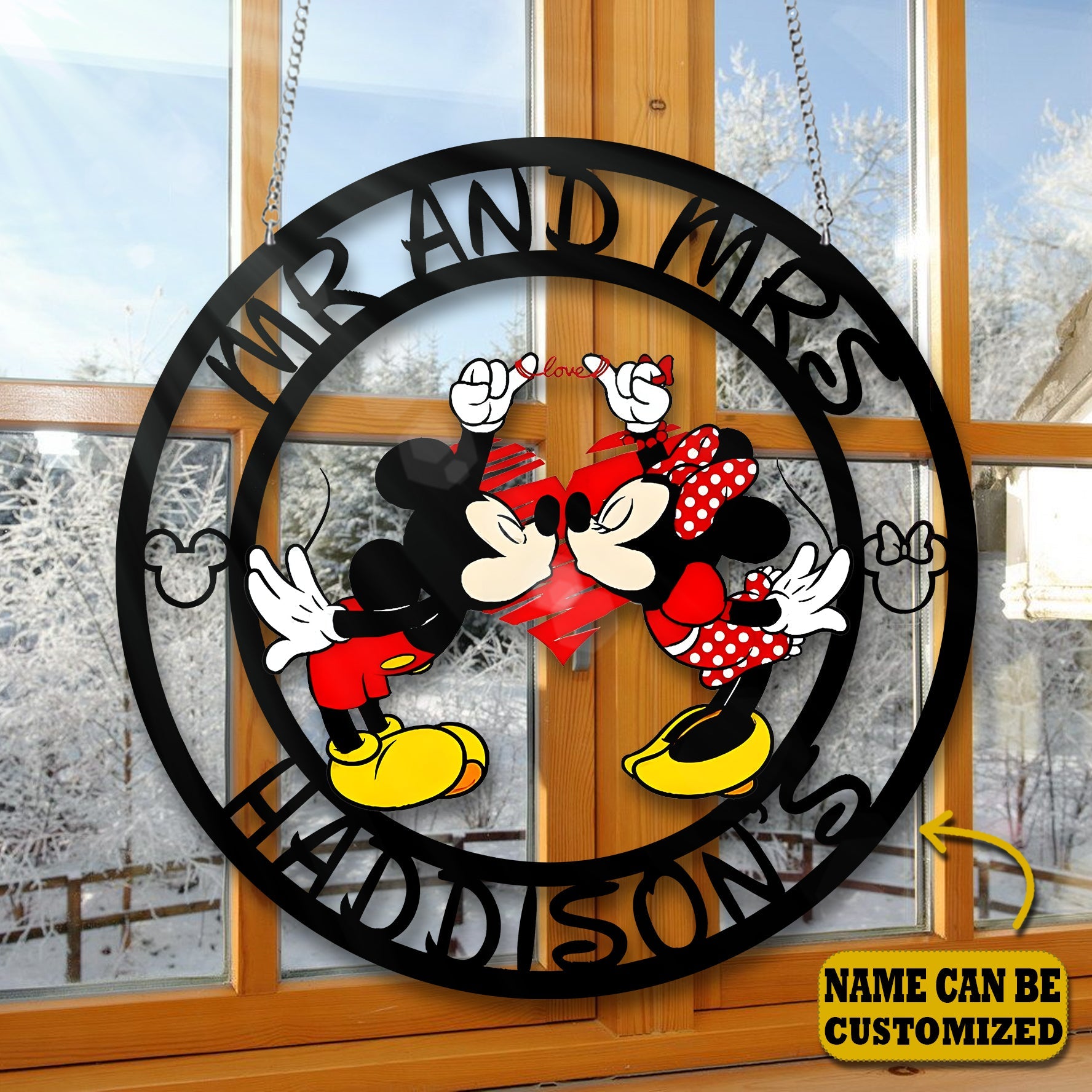 Personalized Cute Mouse Couple Acrylic Window Hanging Decor Gift for Couples GradoCreations