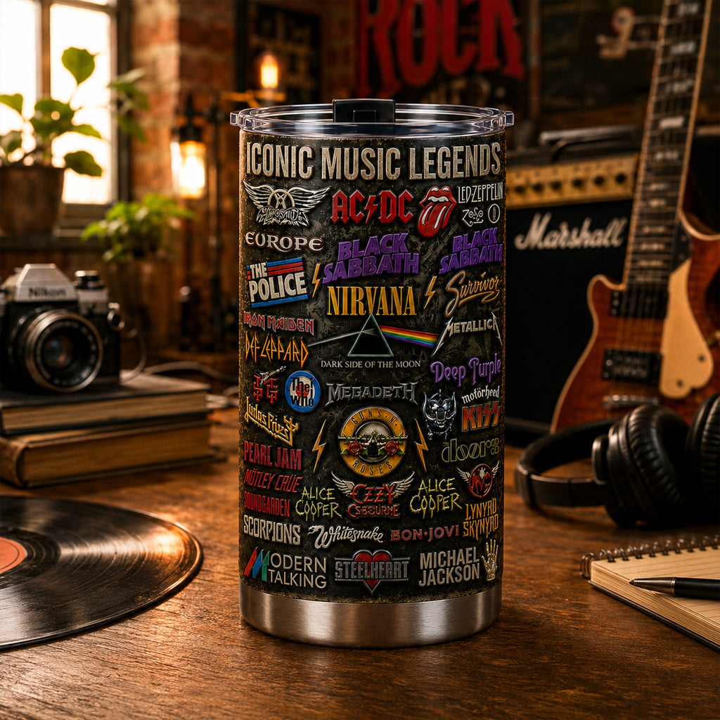 Personalized Classic Rock Legends Tumbler Custom Gift for Music Lovers GradoCreations