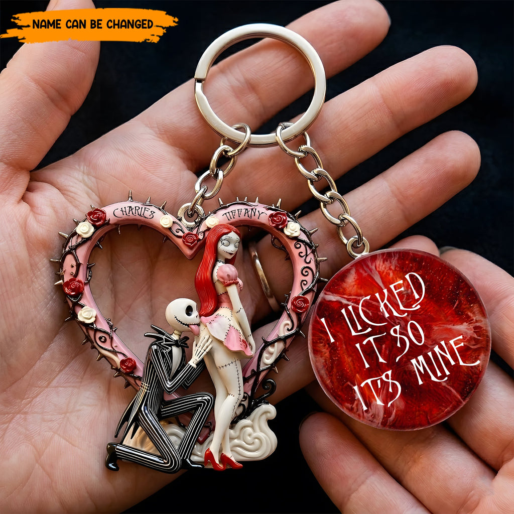 Personalized Gothic Couple Keychain Custom Name Gift GradoCreations