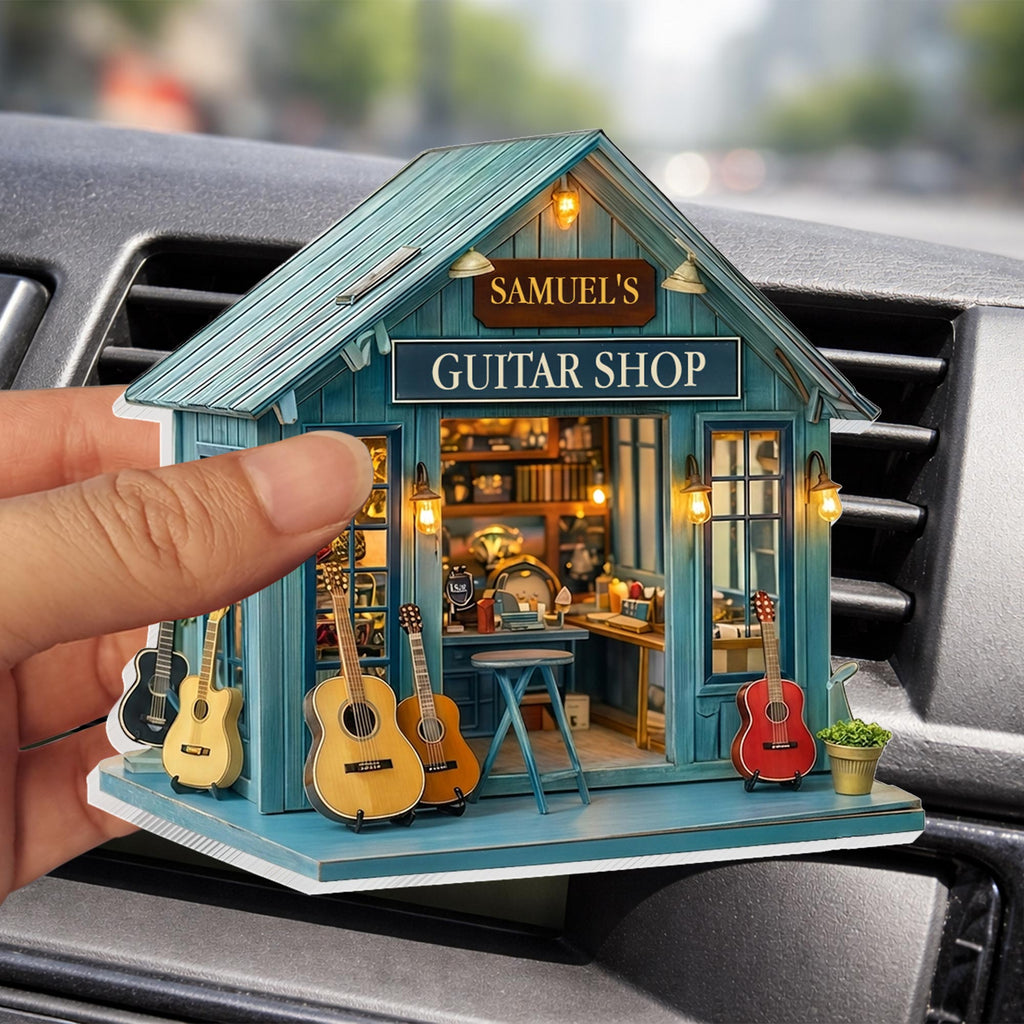 Custom Guitar Shop Car Vent Clip Personalized Gift for Dad