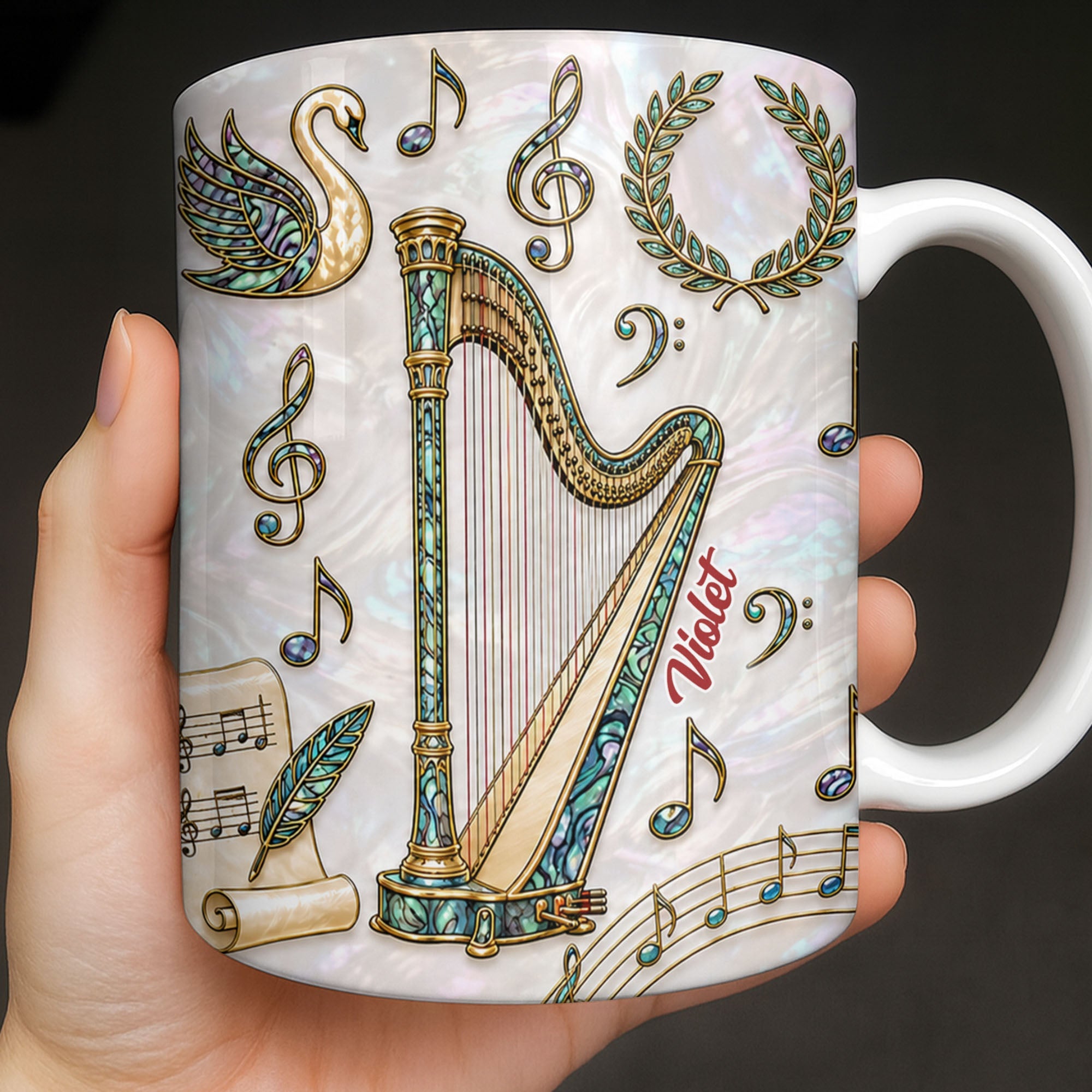 Personalized Musical Notes Coffee Mug Custom Gift for Music Lovers Edge-to-edge Mug GradoCreations