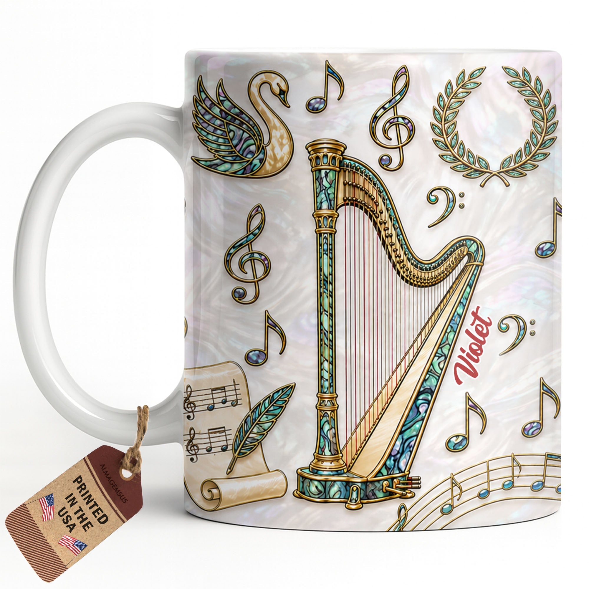 Personalized Musical Notes Coffee Mug Custom Gift for Music Lovers Edge-to-edge Mug GradoCreations