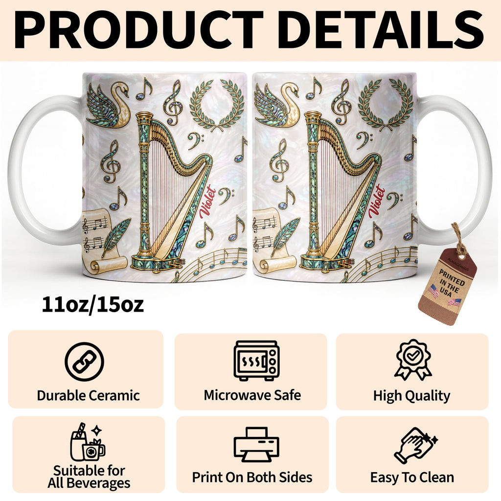 Personalized Musical Notes Coffee Mug Custom Gift for Music Lovers Edge-to-edge Mug GradoCreations