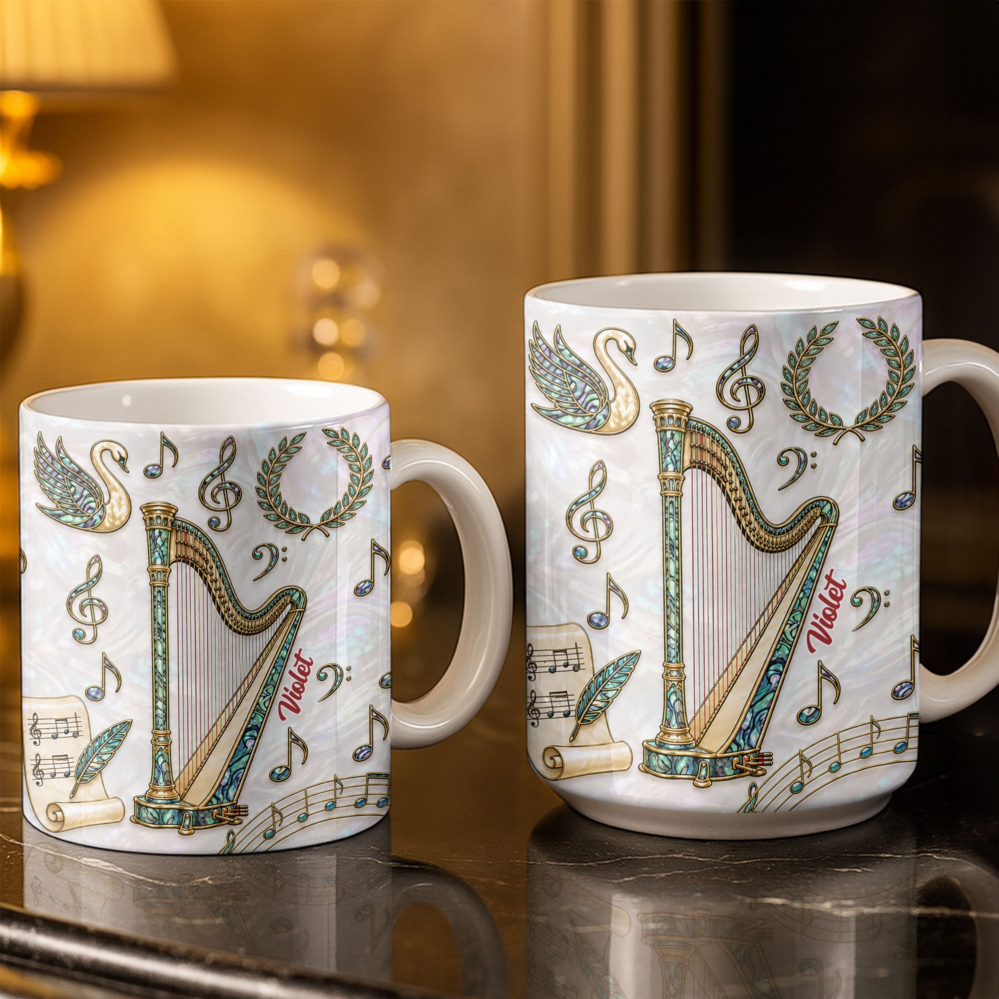 Personalized Musical Notes Coffee Mug Custom Gift for Music Lovers Edge-to-edge Mug GradoCreations