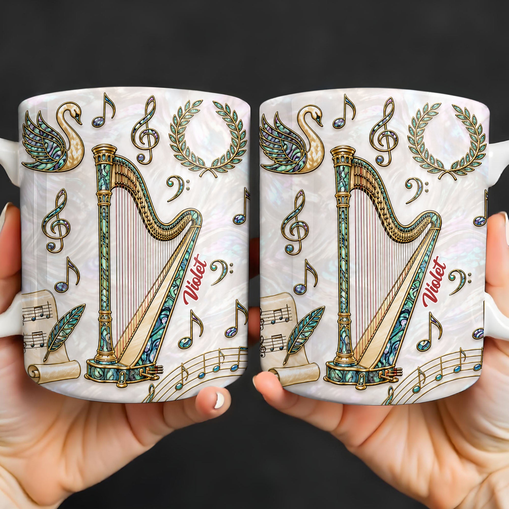 Personalized Musical Notes Coffee Mug Custom Gift for Music Lovers Edge-to-edge Mug GradoCreations