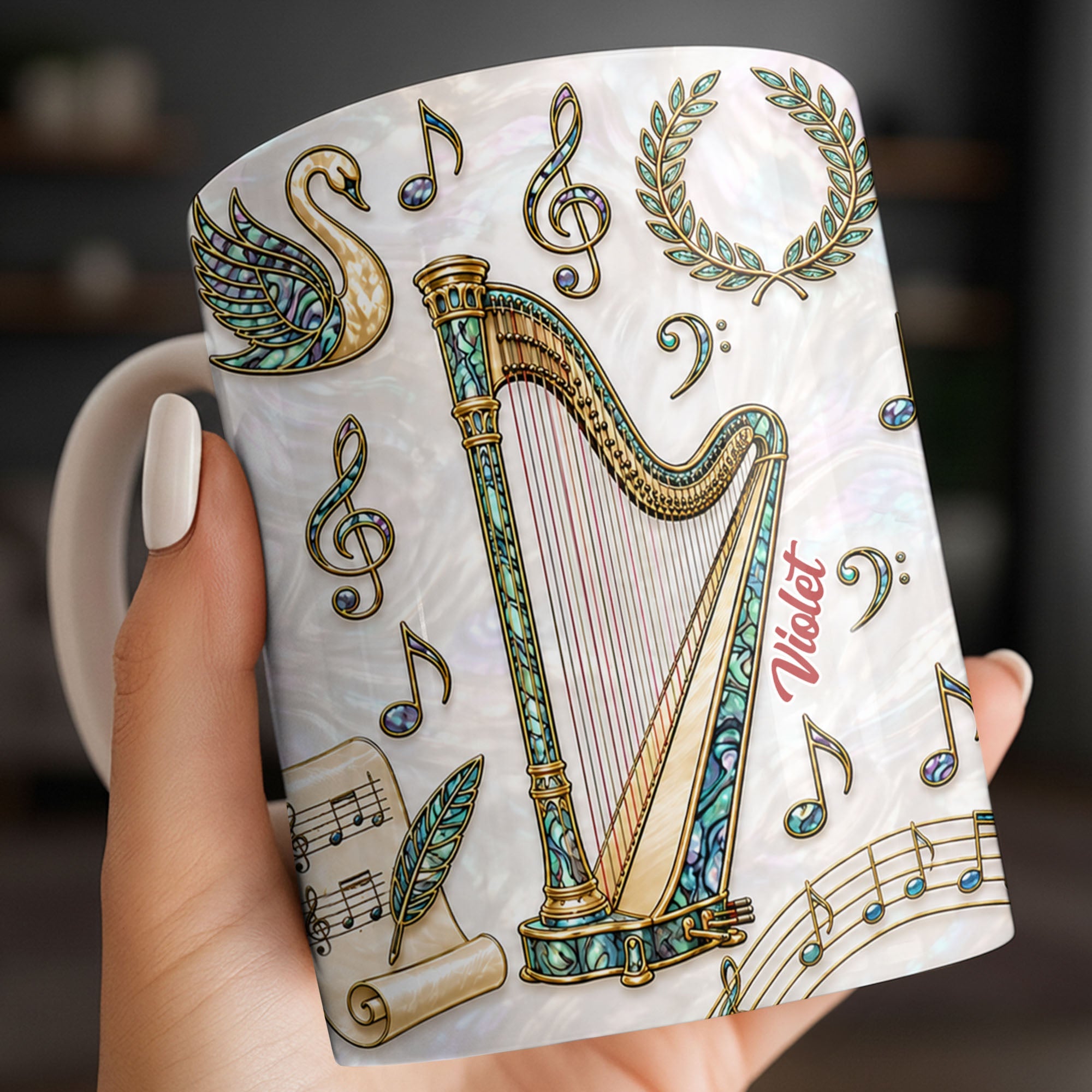 Personalized Musical Notes Coffee Mug Custom Gift for Music Lovers Edge-to-edge Mug GradoCreations