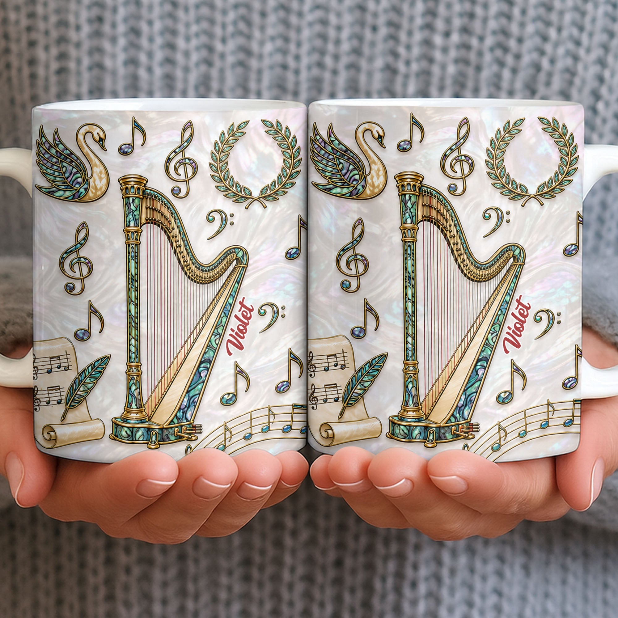Personalized Musical Notes Coffee Mug Custom Gift for Music Lovers Edge-to-edge Mug GradoCreations
