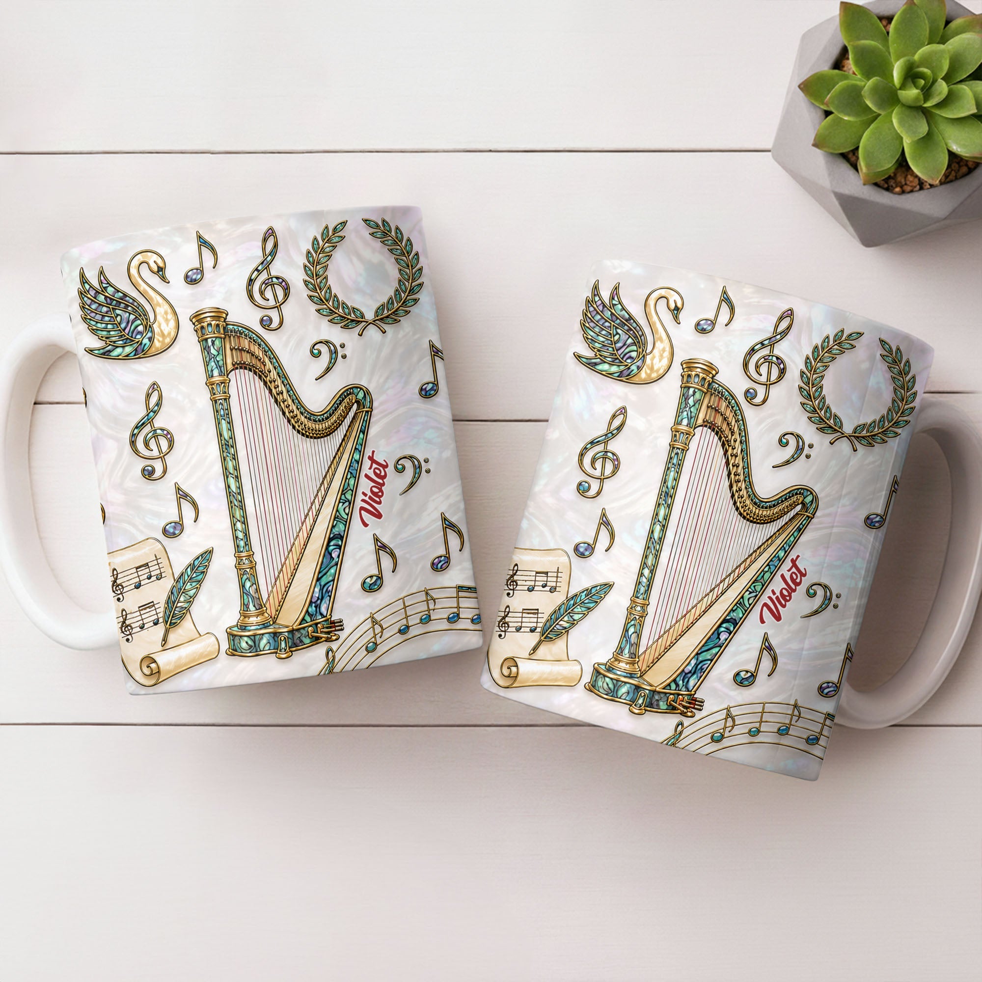 Personalized Musical Notes Coffee Mug Custom Gift for Music Lovers Edge-to-edge Mug GradoCreations
