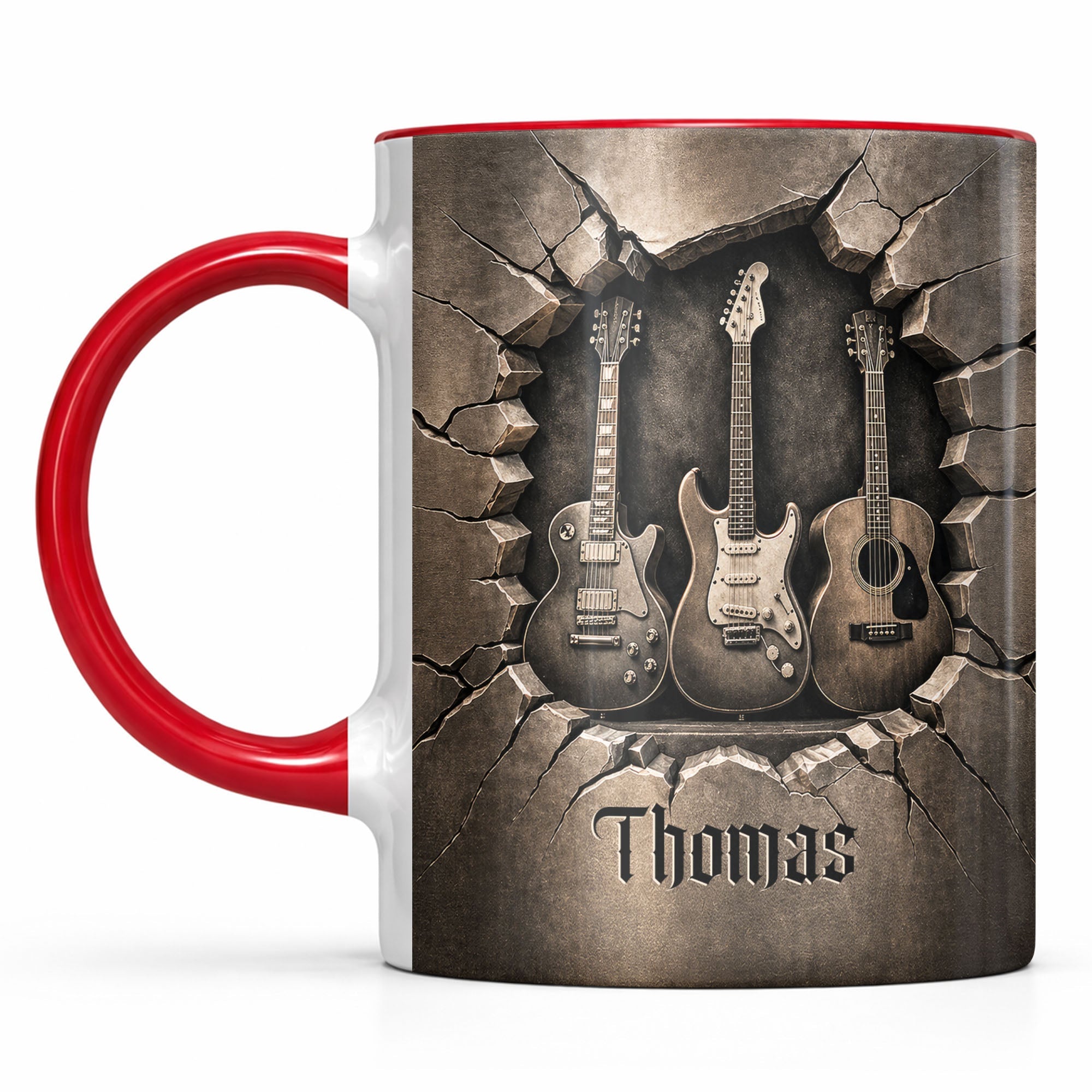Personalized Custom Accent Mug with Guitar Design Gift for Music Lovers Accent Mug GradoCreations
