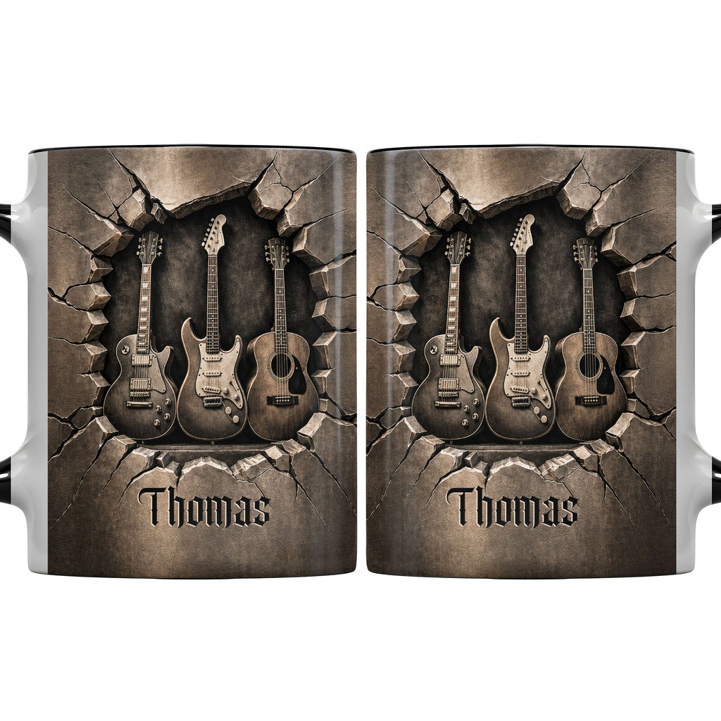 Personalized Custom Accent Mug with Guitar Design Gift for Music Lovers Accent Mug GradoCreations