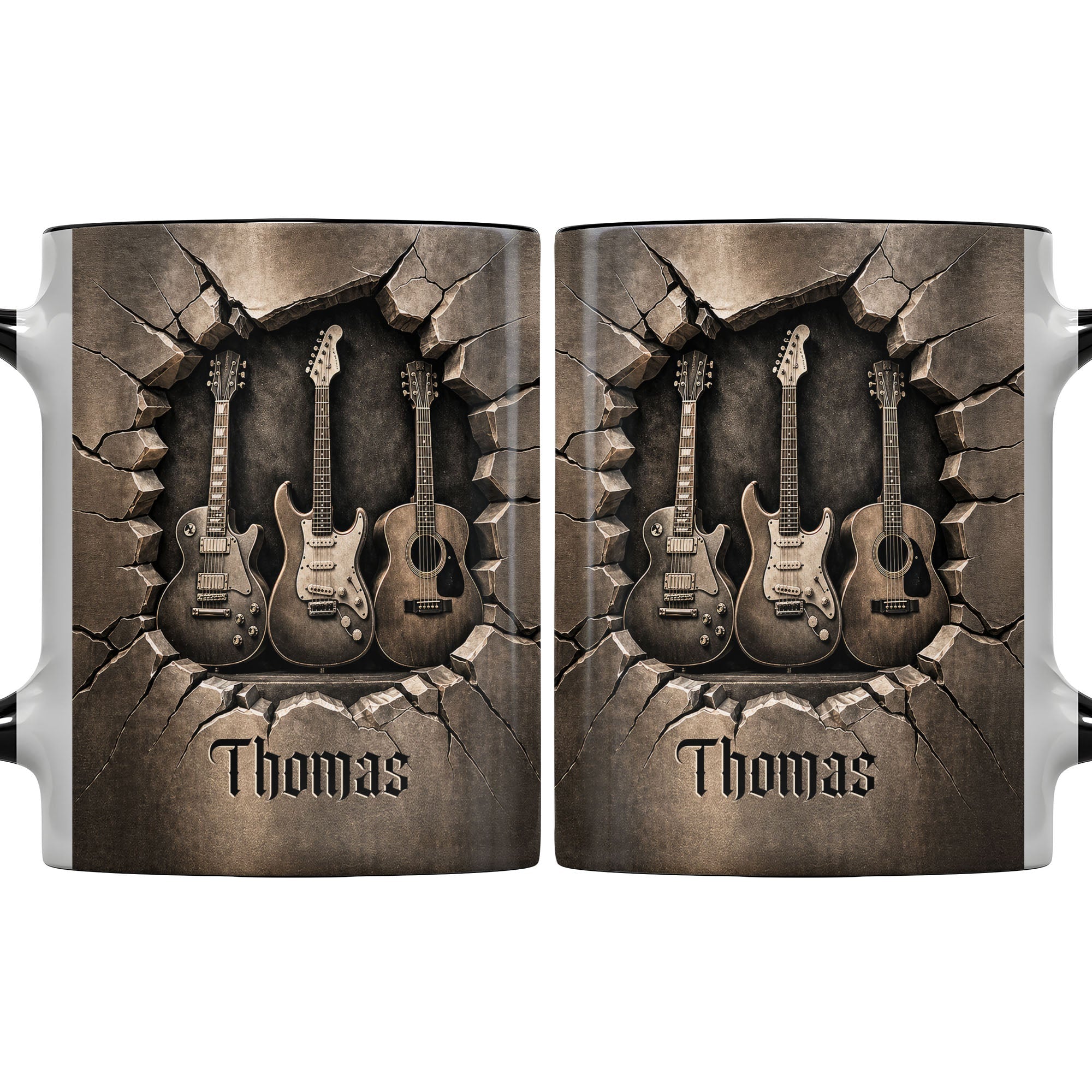 Personalized Custom Accent Mug with Guitar Design Gift for Music Lovers Accent Mug GradoCreations