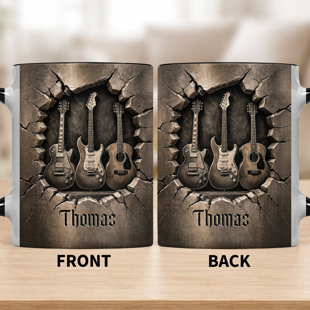 Personalized Custom Accent Mug with Guitar Design Gift for Music Lovers Accent Mug GradoCreations
