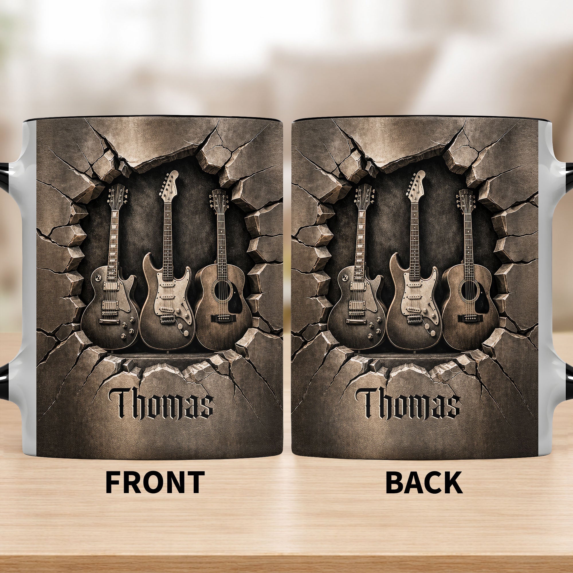 Personalized Custom Accent Mug with Guitar Design Gift for Music Lovers Accent Mug GradoCreations