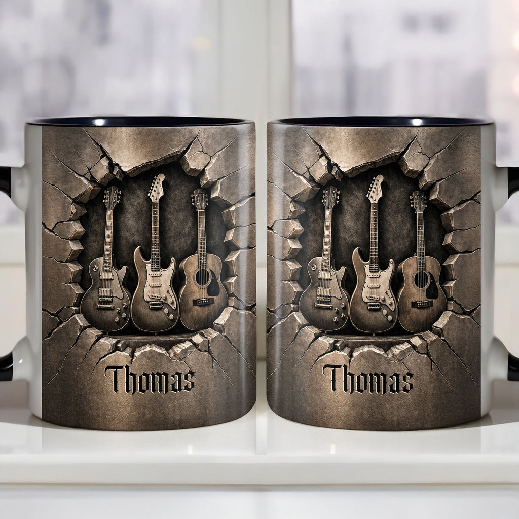 Personalized Custom Accent Mug with Guitar Design Gift for Music Lovers Accent Mug GradoCreations