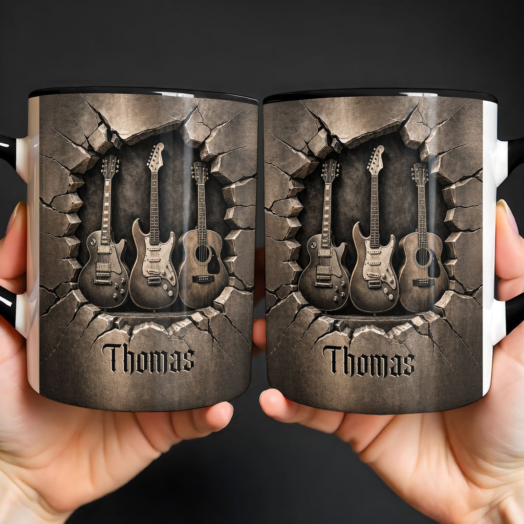 Personalized Custom Accent Mug with Guitar Design Gift for Music Lovers Accent Mug GradoCreations