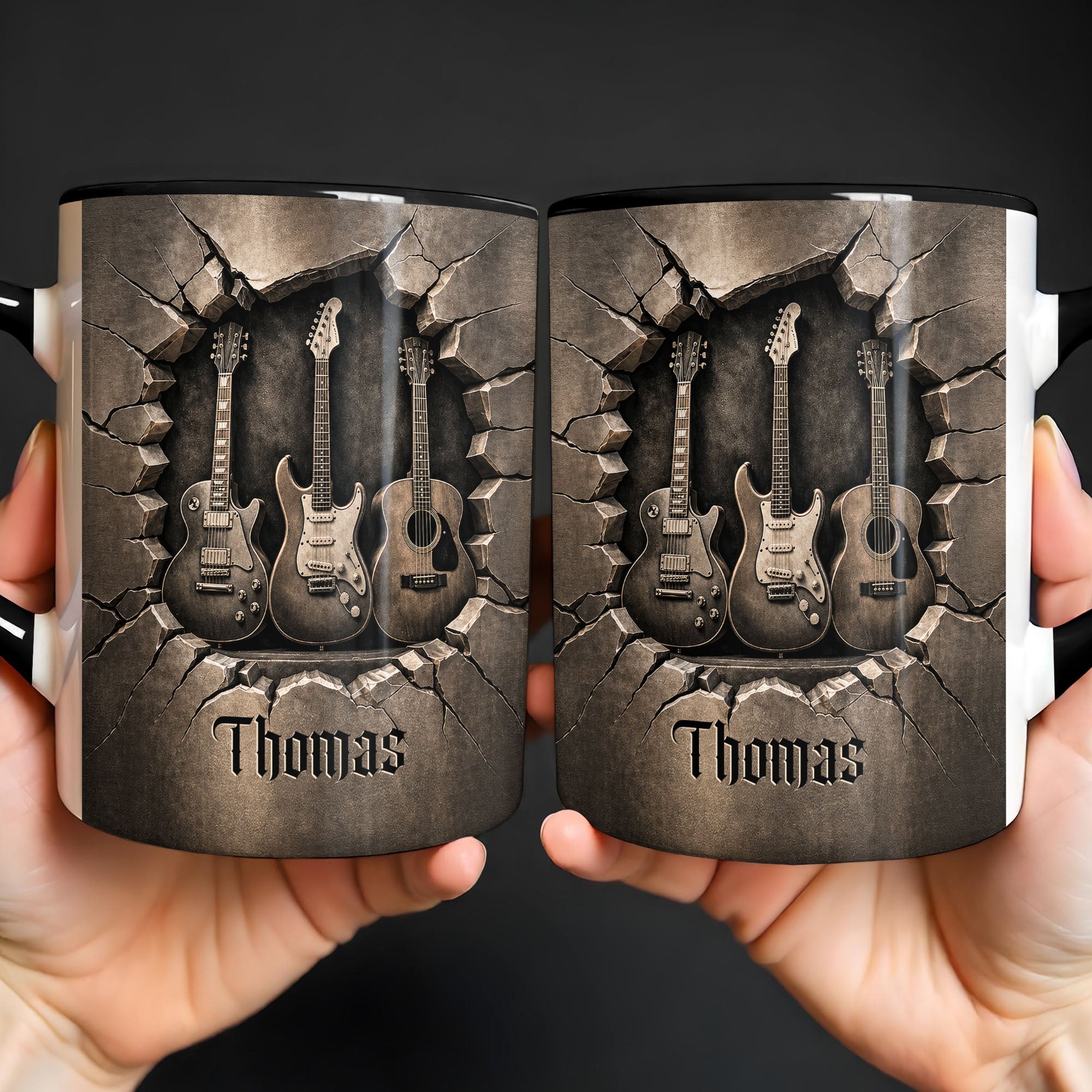 Personalized Custom Accent Mug with Guitar Design Gift for Music Lovers Accent Mug GradoCreations