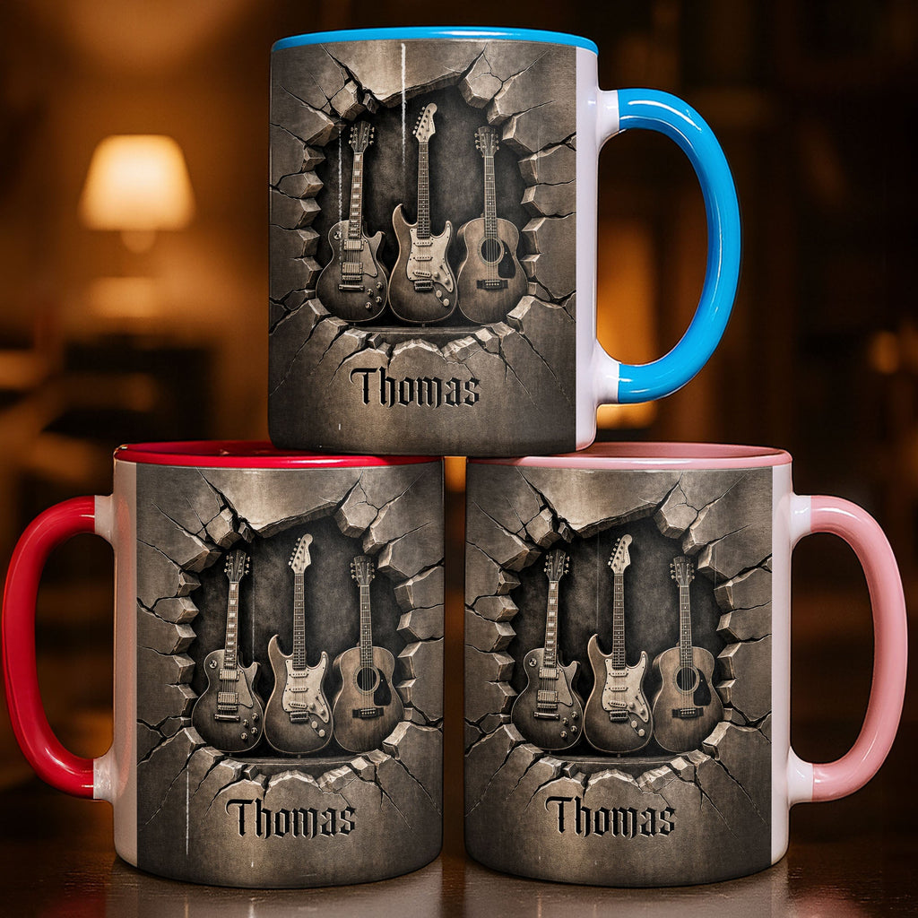Personalized Custom Accent Mug with Guitar Design Gift for Music Lovers Accent Mug GradoCreations