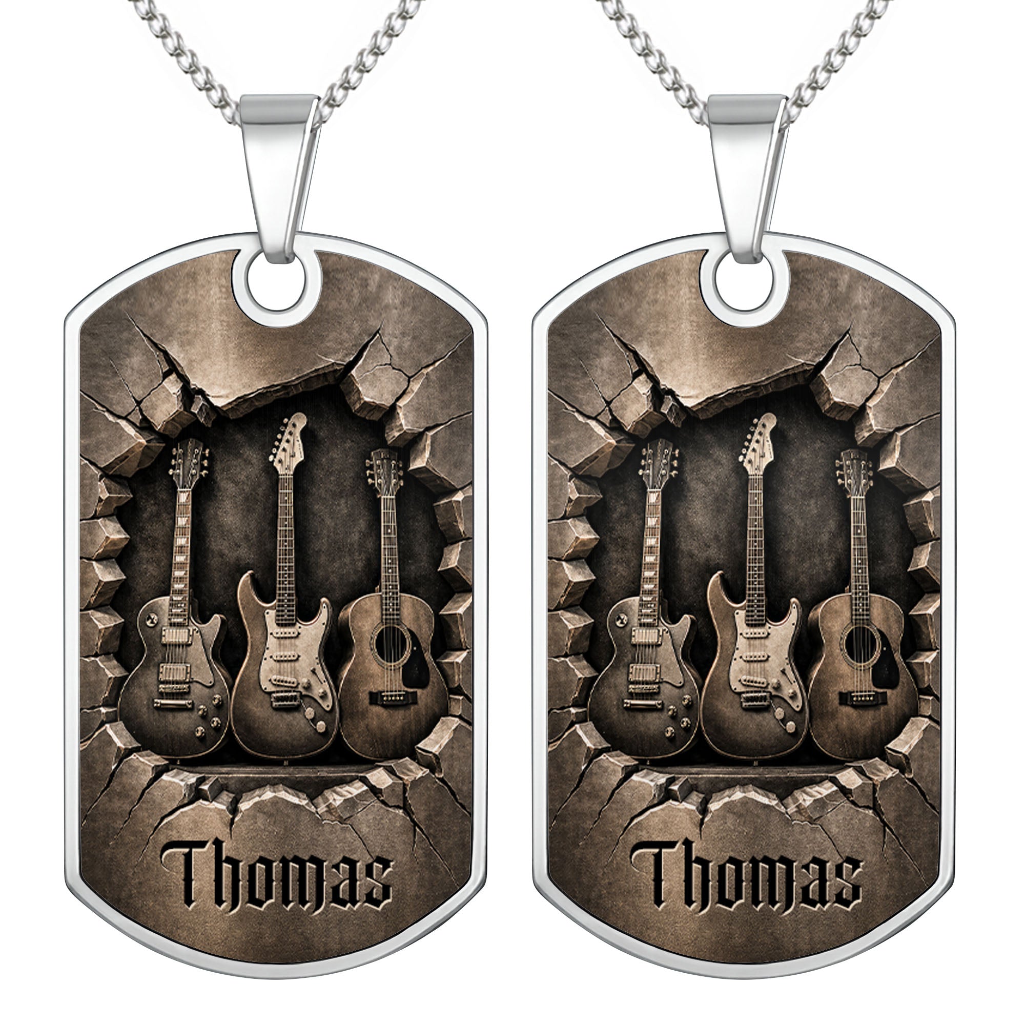Personalized Music Dog Tag Necklace Custom Name Gift for Him Dog Tag Necklace GradoCreations