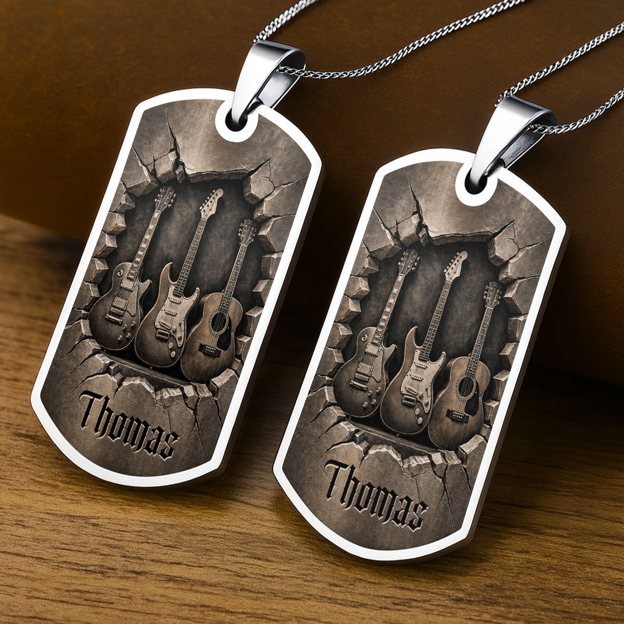 Personalized Music Dog Tag Necklace Custom Name Gift for Him Dog Tag Necklace GradoCreations