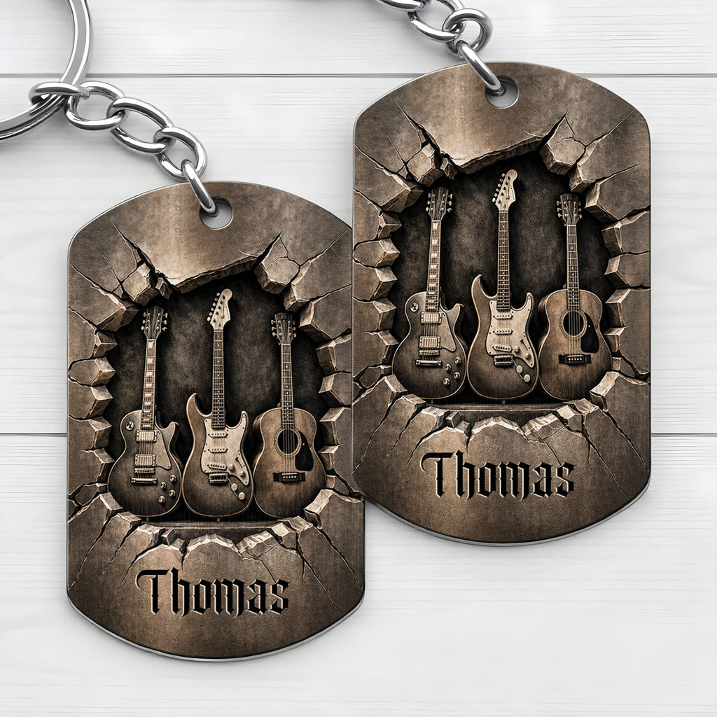 Personalized Stainless Steel Keychain Custom Music Gift for Dad Stainless Steel Keychain GradoCreations