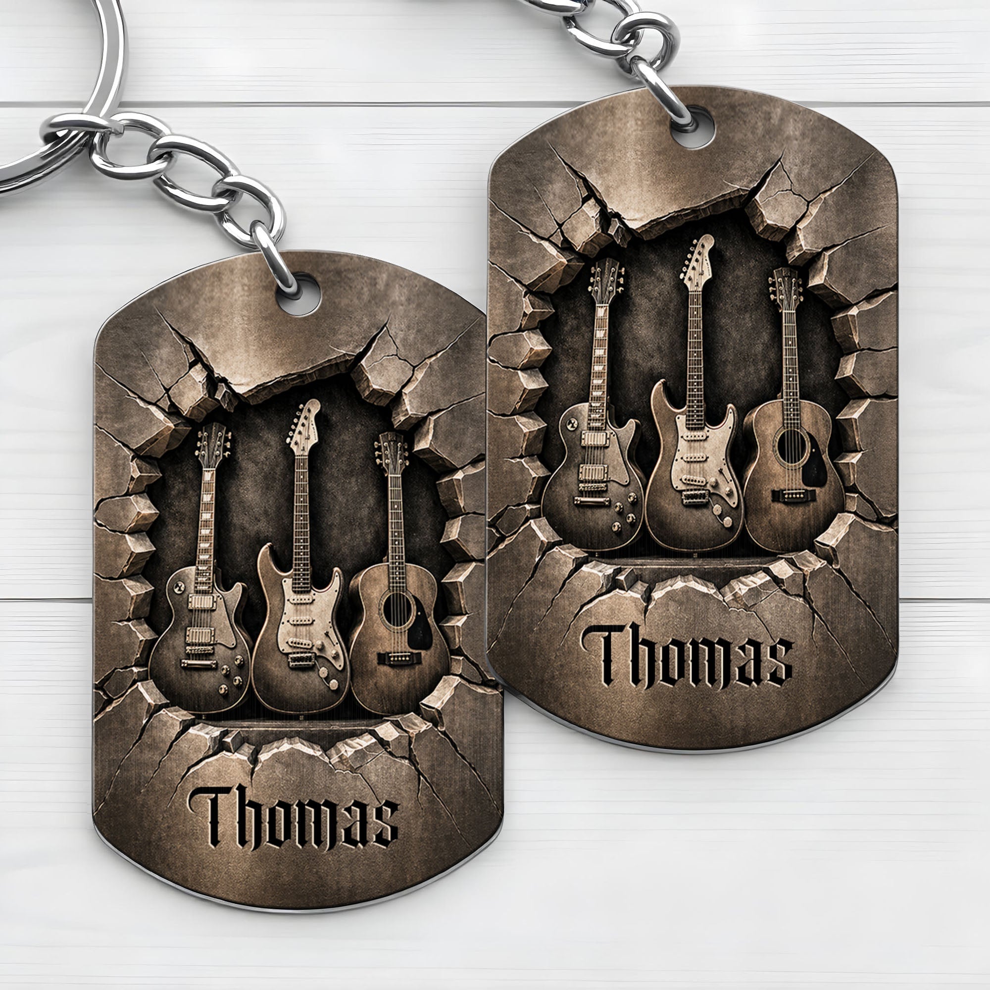 Personalized Stainless Steel Keychain Custom Music Gift for Dad Stainless Steel Keychain GradoCreations