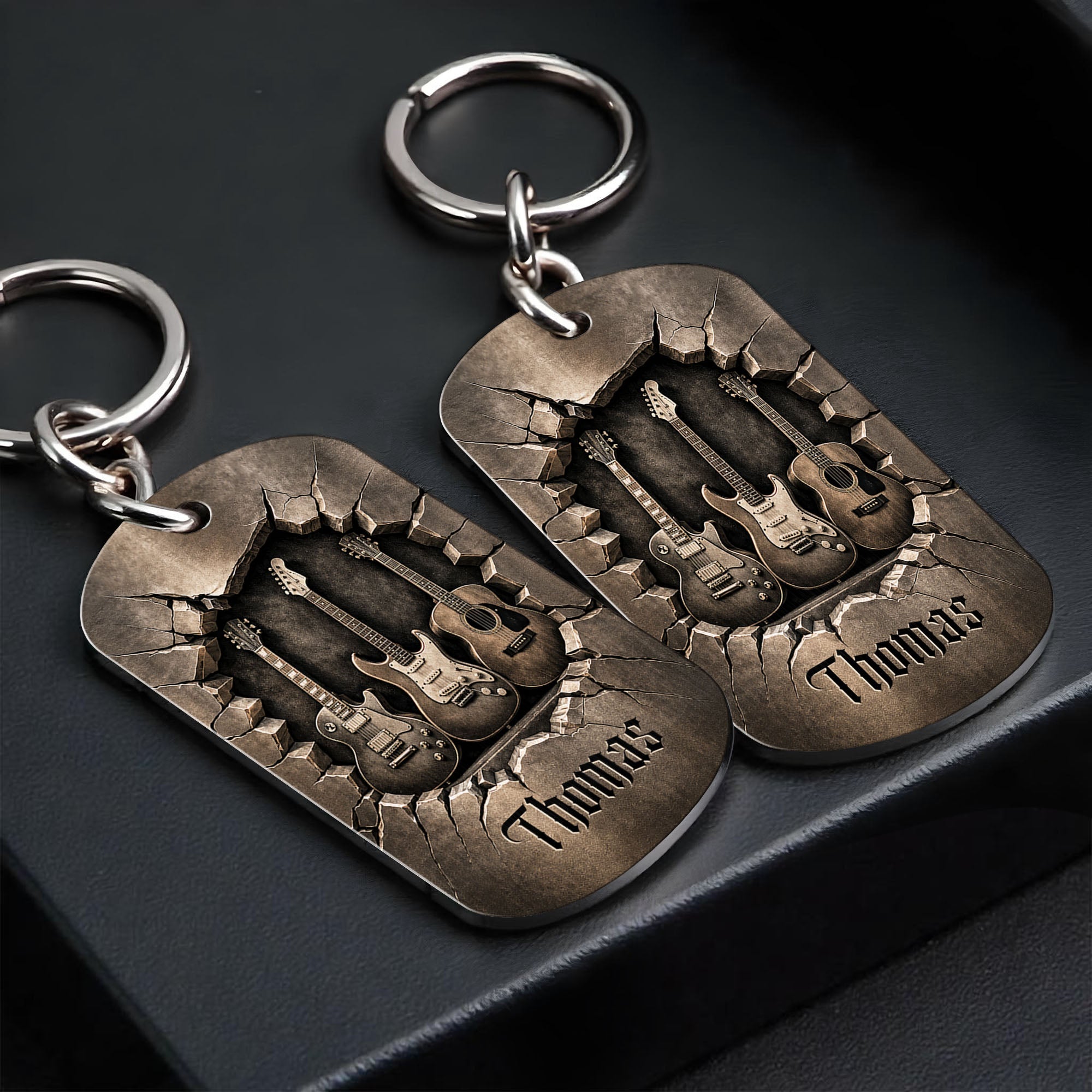 Personalized Stainless Steel Keychain Custom Music Gift for Dad Stainless Steel Keychain GradoCreations