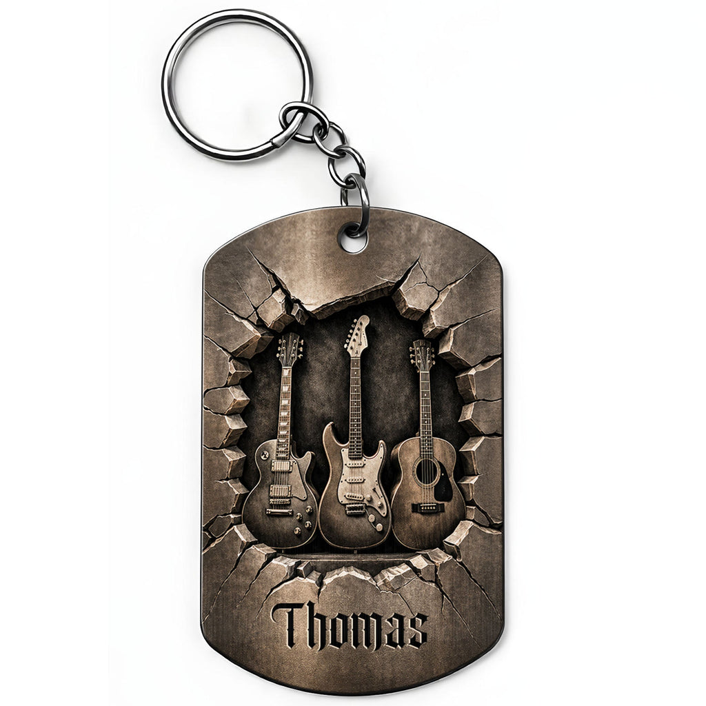 Personalized Stainless Steel Keychain Custom Music Gift for Dad Stainless Steel Keychain GradoCreations