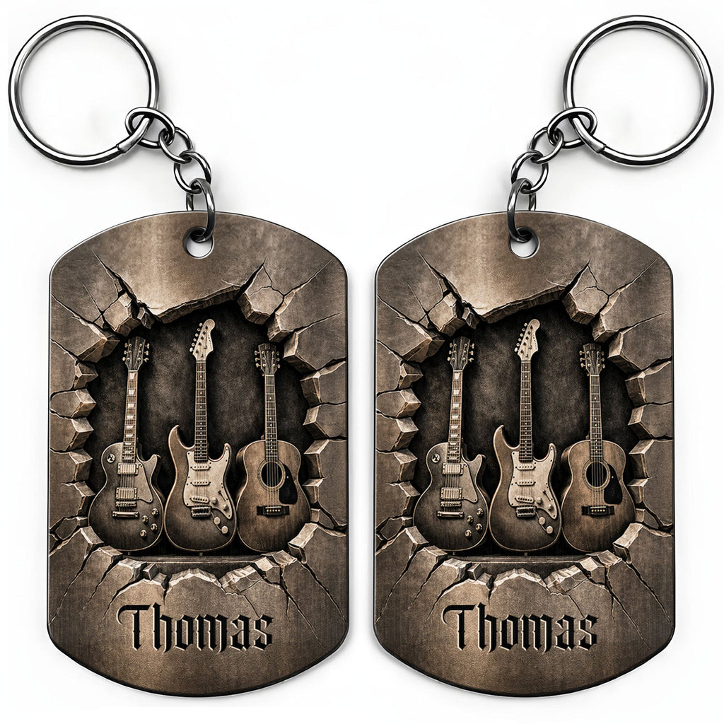 Personalized Stainless Steel Keychain Custom Music Gift for Dad Stainless Steel Keychain GradoCreations