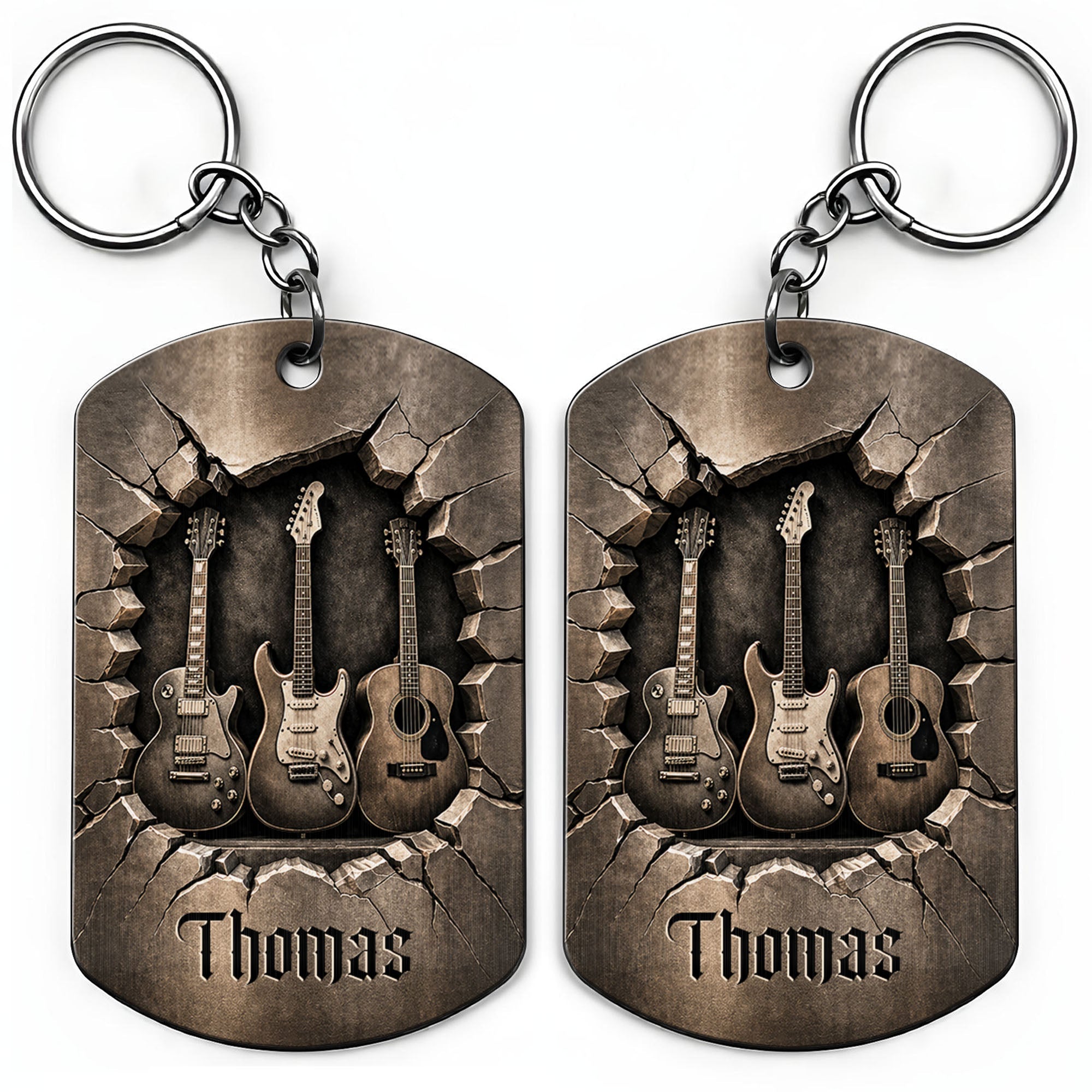 Personalized Stainless Steel Keychain Custom Music Gift for Dad Stainless Steel Keychain GradoCreations