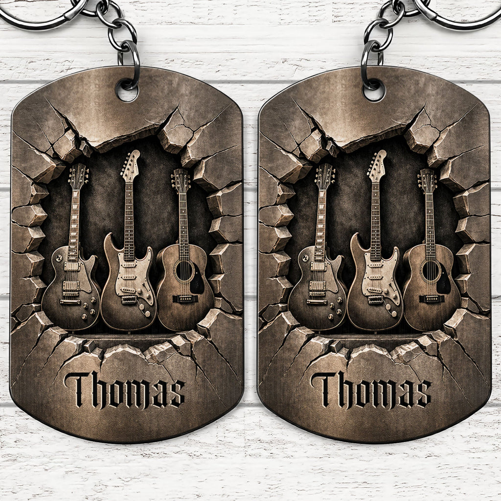 Personalized Stainless Steel Keychain Custom Music Gift for Dad Stainless Steel Keychain GradoCreations
