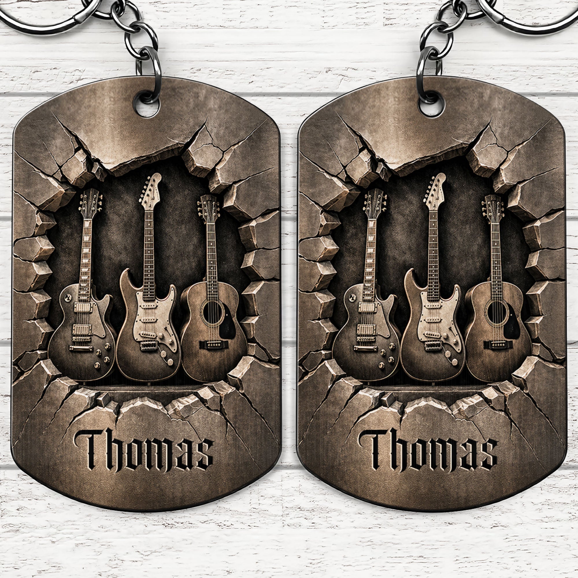 Personalized Stainless Steel Keychain Custom Music Gift for Dad Stainless Steel Keychain GradoCreations