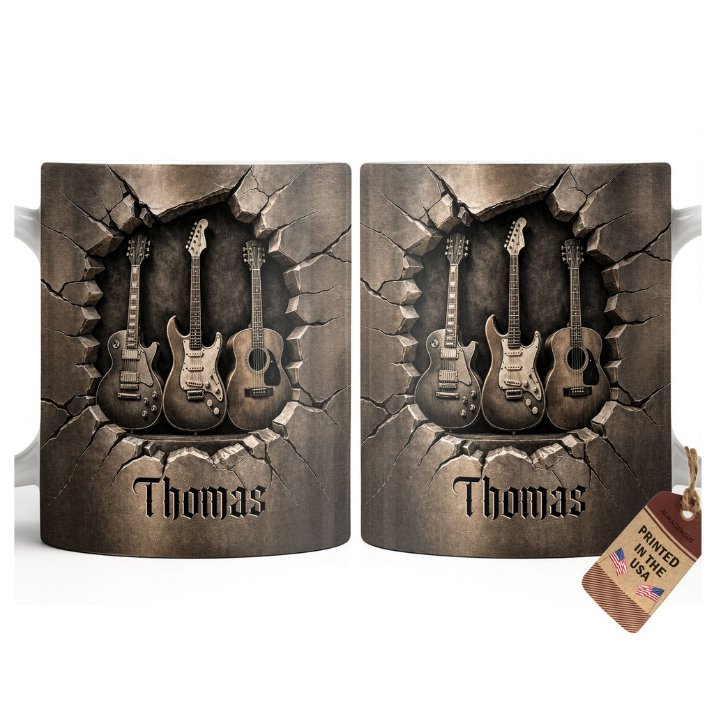 Personalized 3D Effect Guitar Coffee Mug Gift for Music Lovers Edge-to-edge Mug GradoCreations