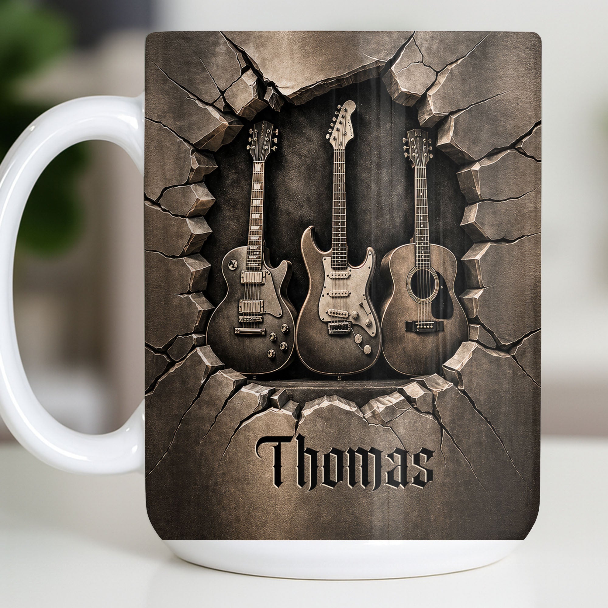 Personalized 3D Effect Guitar Coffee Mug Gift for Music Lovers Edge-to-edge Mug GradoCreations