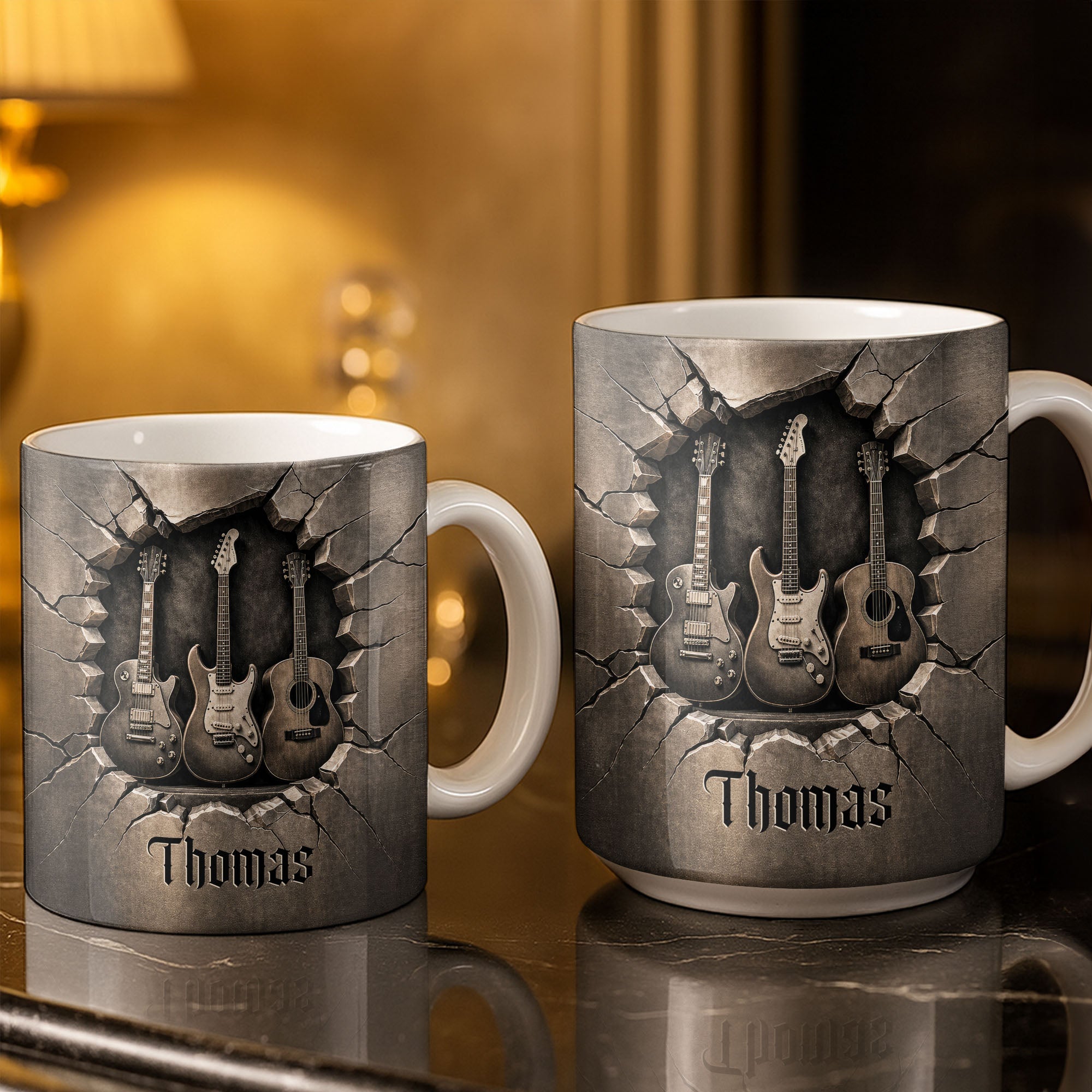 Personalized 3D Effect Guitar Coffee Mug Gift for Music Lovers Edge-to-edge Mug GradoCreations
