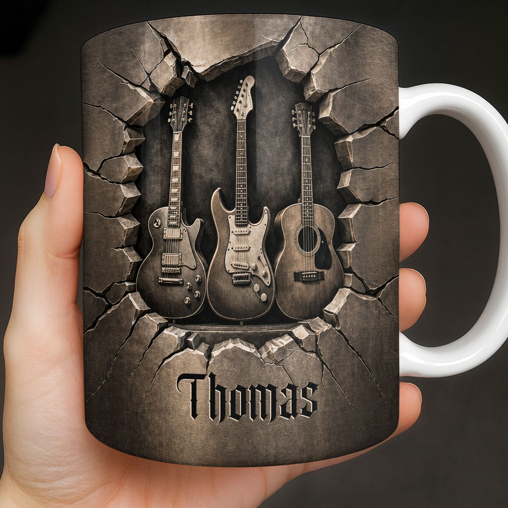 Personalized 3D Effect Guitar Coffee Mug Gift for Music Lovers Edge-to-edge Mug GradoCreations