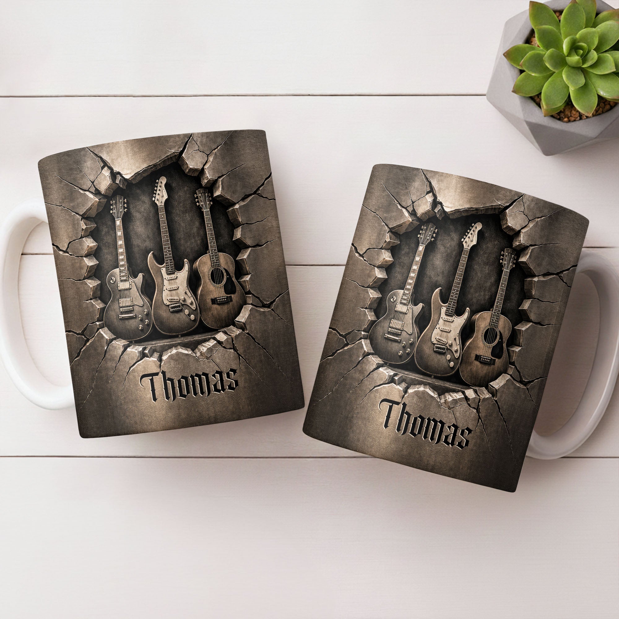 Personalized 3D Effect Guitar Coffee Mug Gift for Music Lovers Edge-to-edge Mug GradoCreations