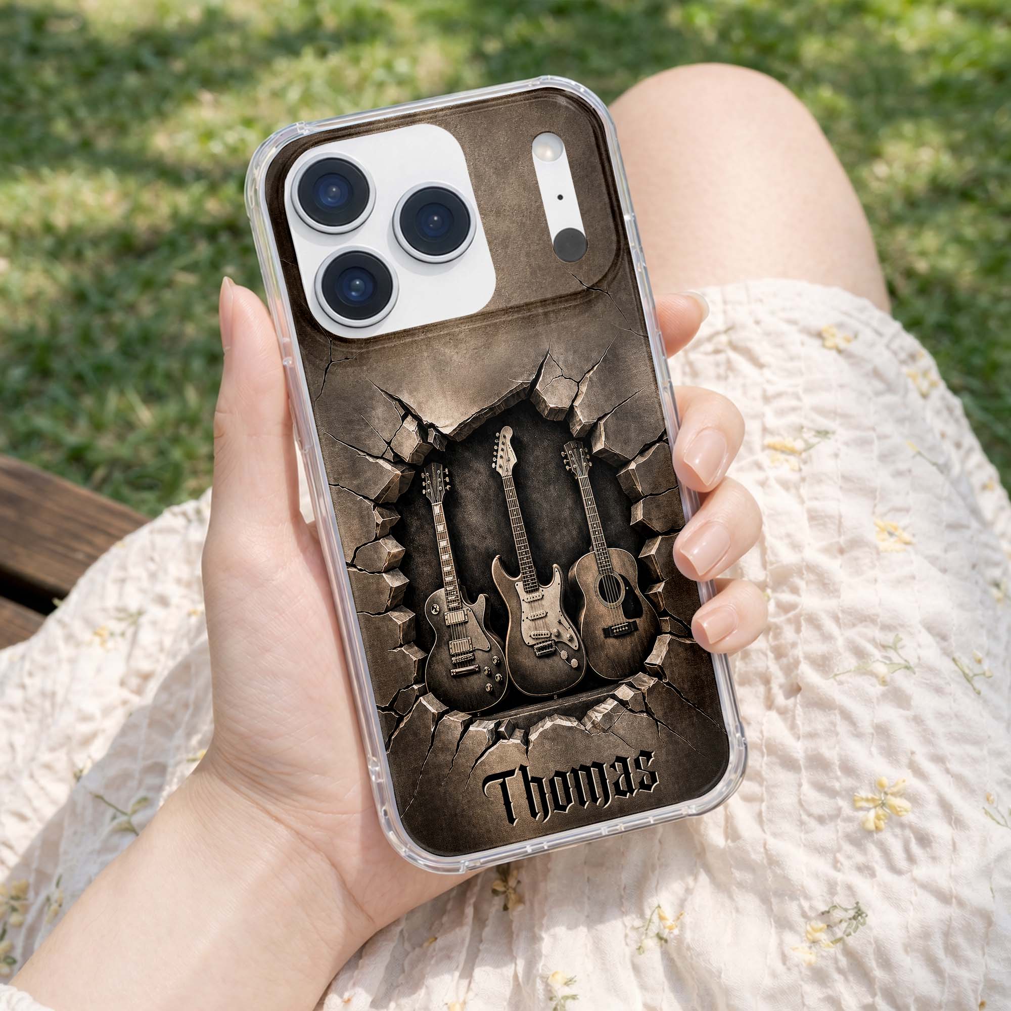 Personalized Clear Phone Case Custom Name Music Lover Gift Clear Phone Case GradoCreations