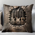 Personalized Guitar Lover Pillow Custom Name 3D Stone Effect Gift