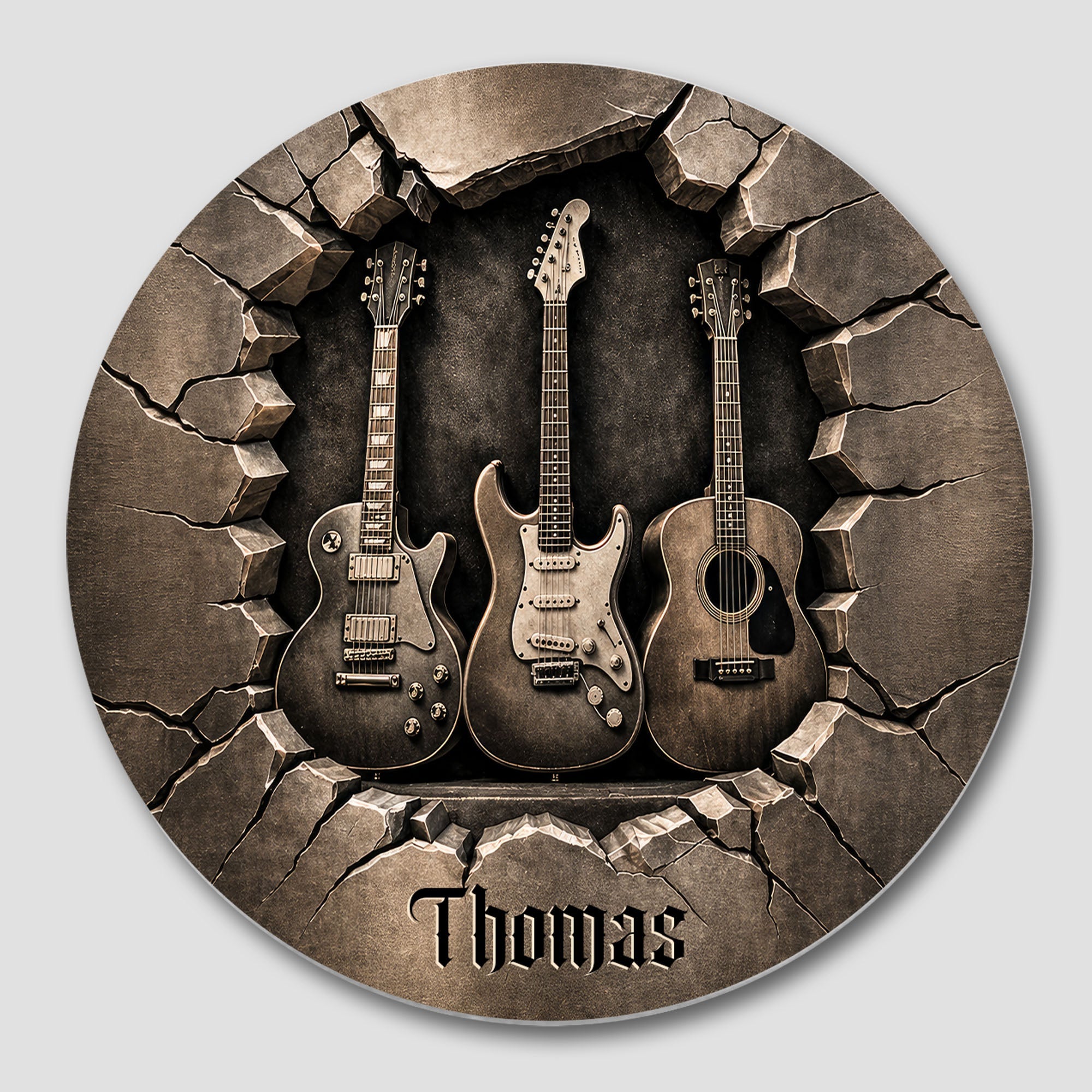 Personalized Ceramic Coaster with 3D Guitars Gift for Music Lovers Ceramic Coaster GradoCreations