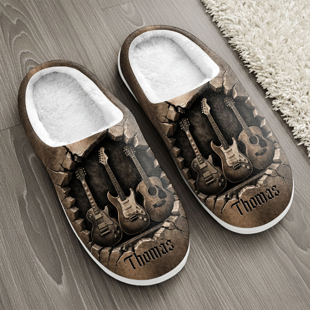 Personalized 3D Guitar Slippers Custom Name Gift for Music Lovers Slippers GradoCreations