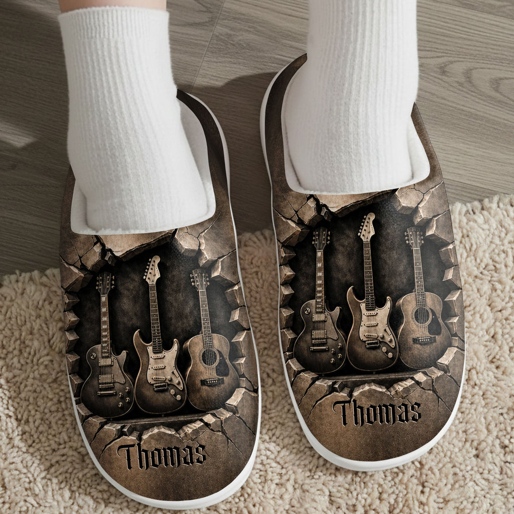 Personalized 3D Guitar Slippers Custom Name Gift for Music Lovers Slippers GradoCreations