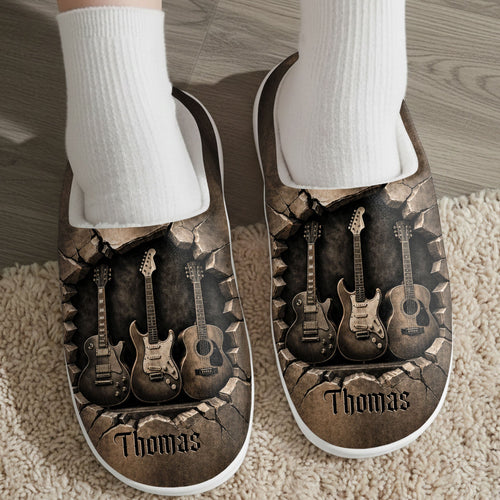 Personalized 3D Guitar Slippers Custom Name Gift for Music Lovers Slippers GradoCreations