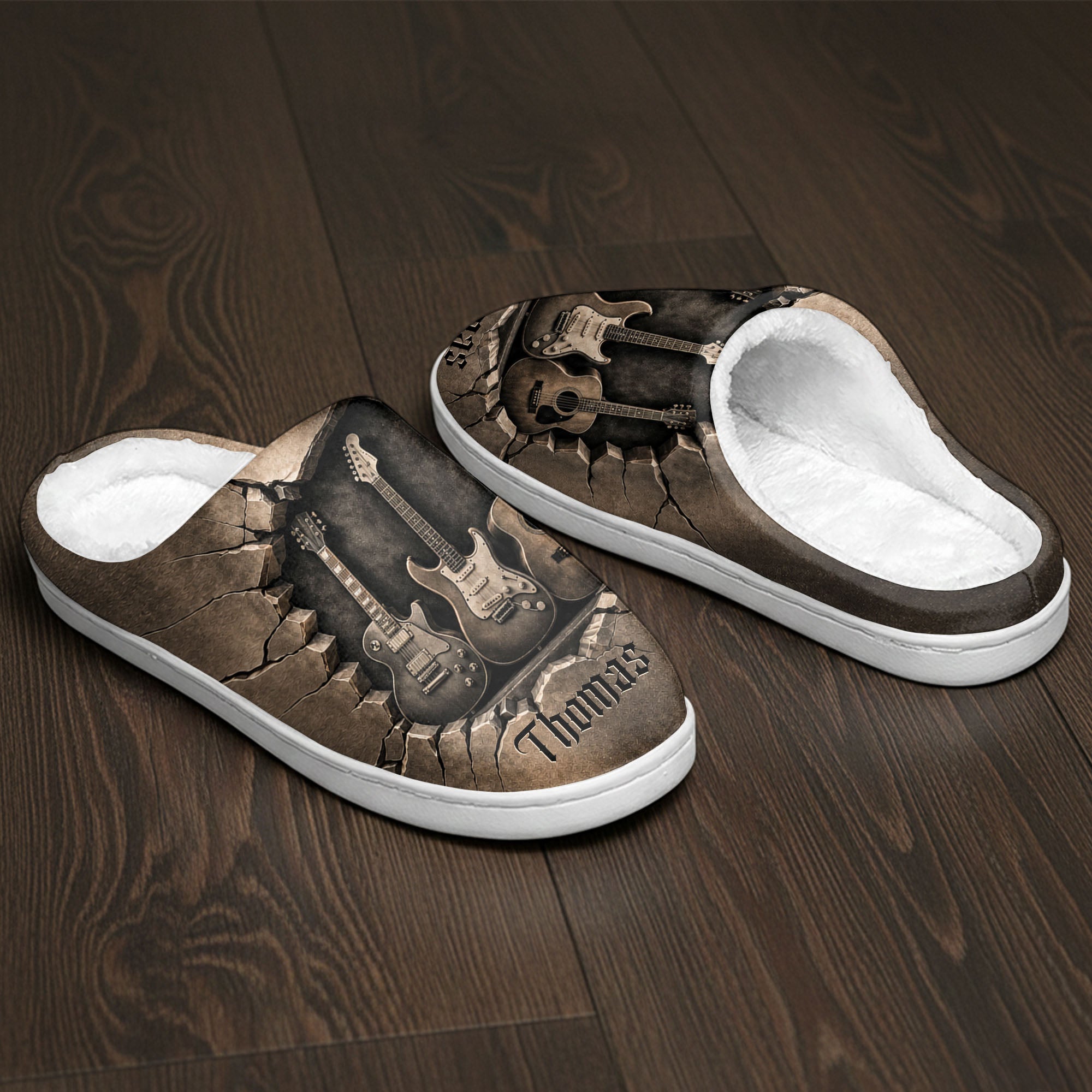 Personalized 3D Guitar Slippers Custom Name Gift for Music Lovers Slippers GradoCreations