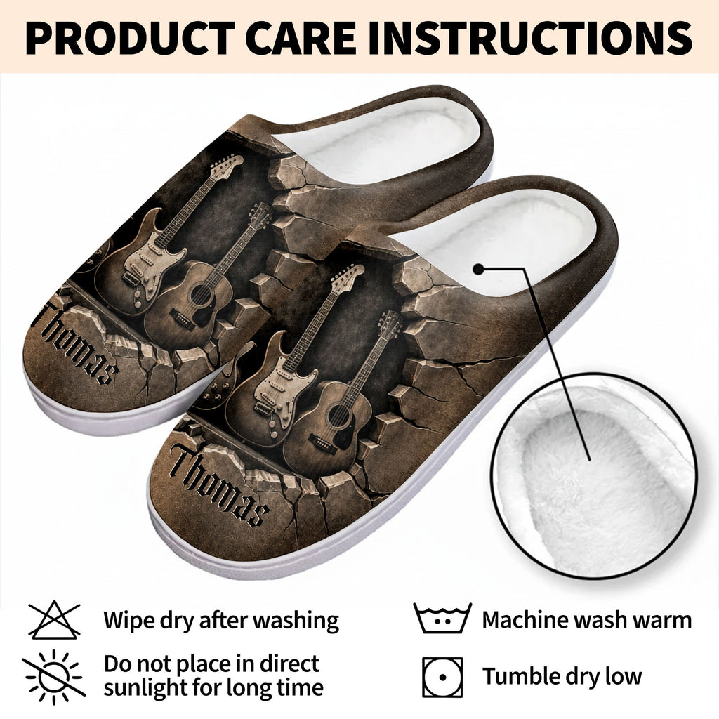 Personalized 3D Guitar Slippers Custom Name Gift for Music Lovers Slippers GradoCreations
