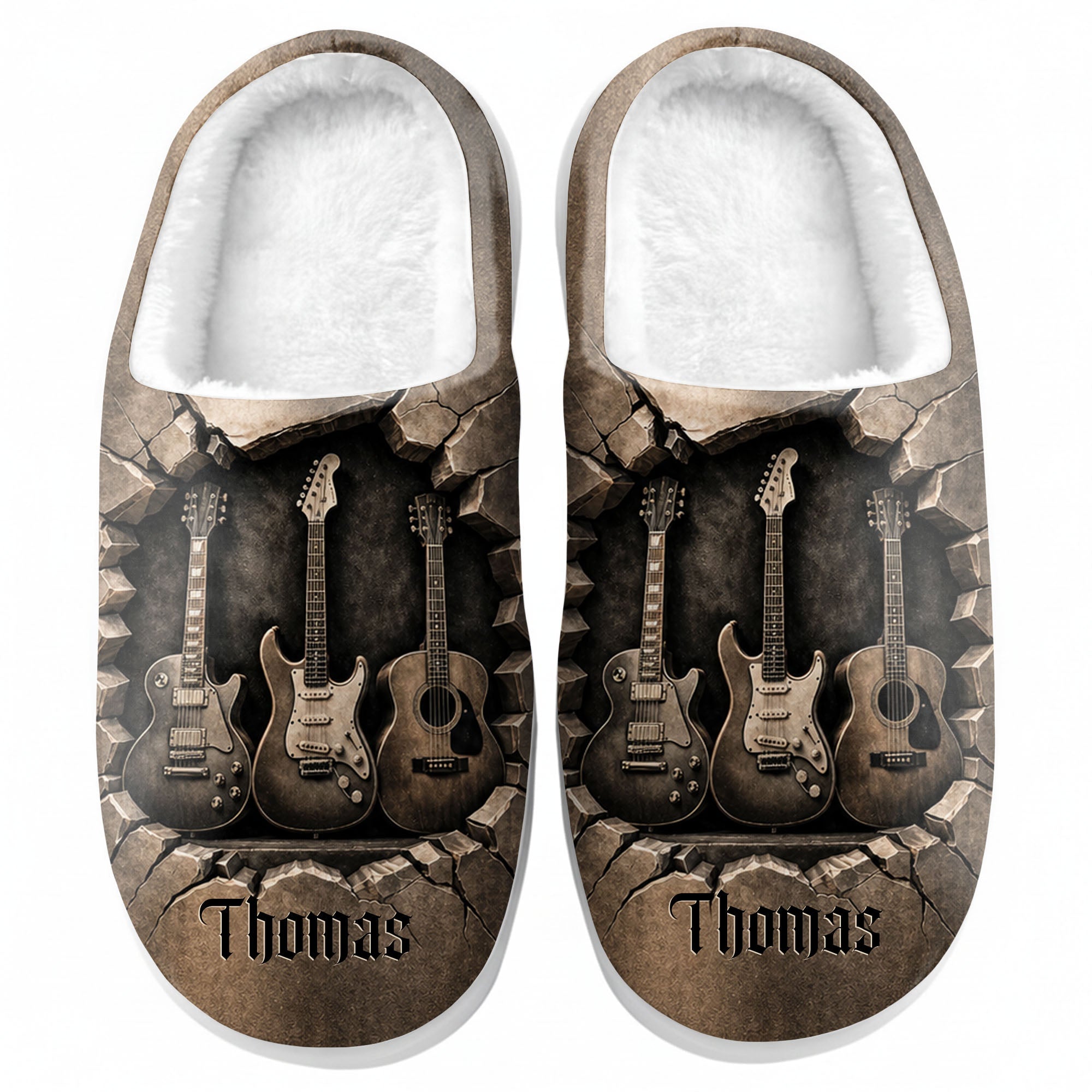 Personalized 3D Guitar Slippers Custom Name Gift for Music Lovers Slippers GradoCreations