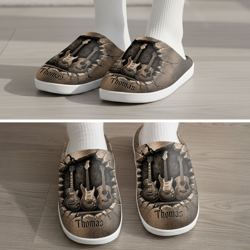 Personalized 3D Guitar Slippers Custom Name Gift for Music Lovers Slippers GradoCreations