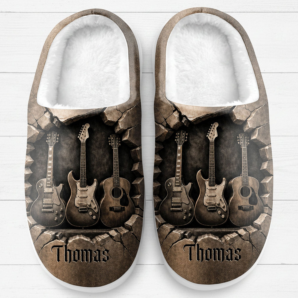 Personalized 3D Guitar Slippers Custom Name Gift for Music Lovers Slippers GradoCreations