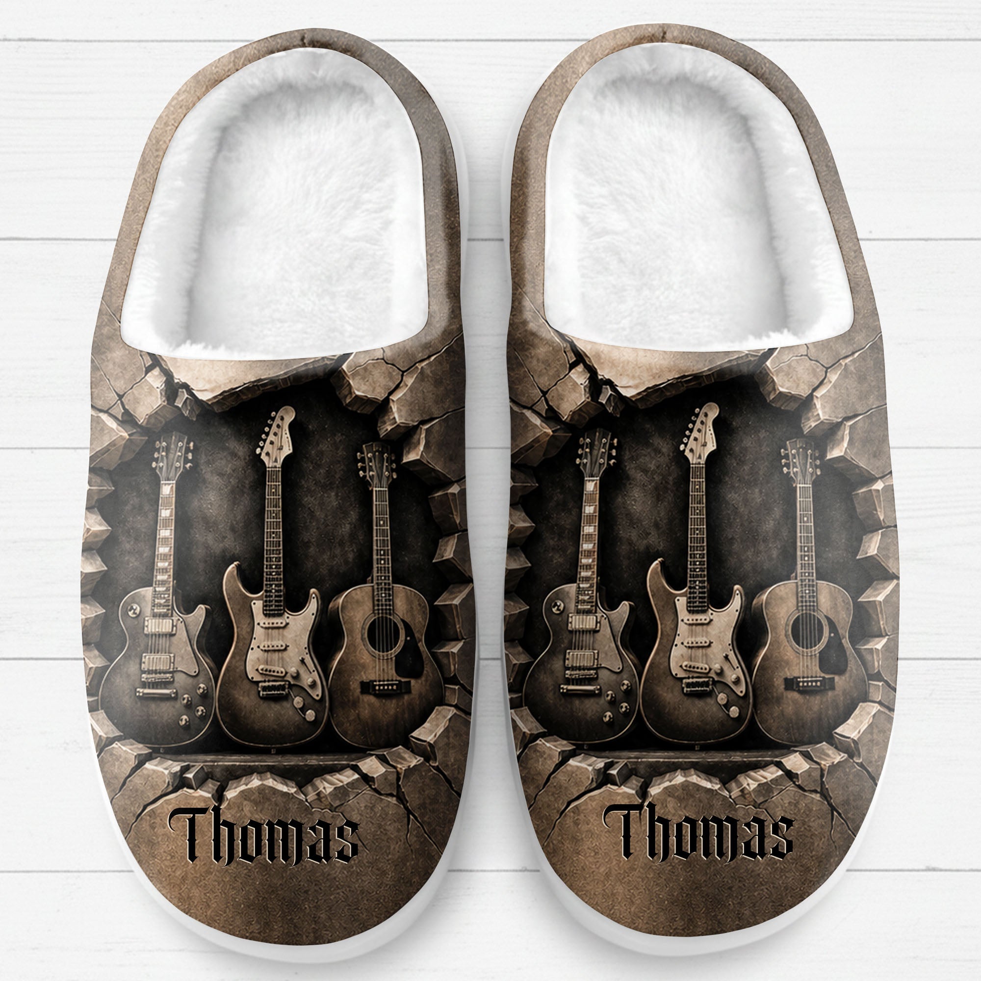Personalized 3D Guitar Slippers Custom Name Gift for Music Lovers Slippers GradoCreations
