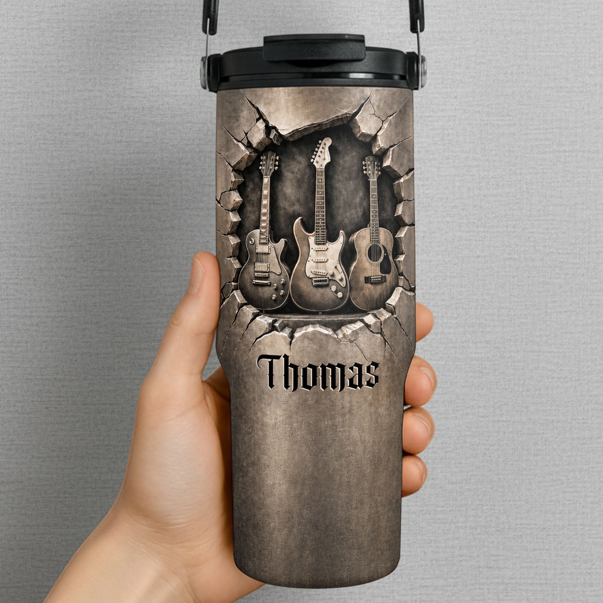 Personalized 30oz Tumbler for Music Lovers Custom Name Gift Tumbler With Handle GradoCreations